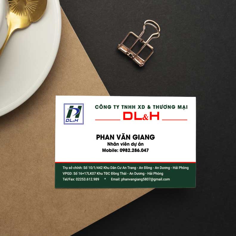 Mẫu card visit nhân viên công ty DL&H